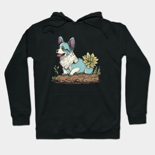 Inu Corgi Beautiful Puppy Dog in Summer and Flower Hoodie